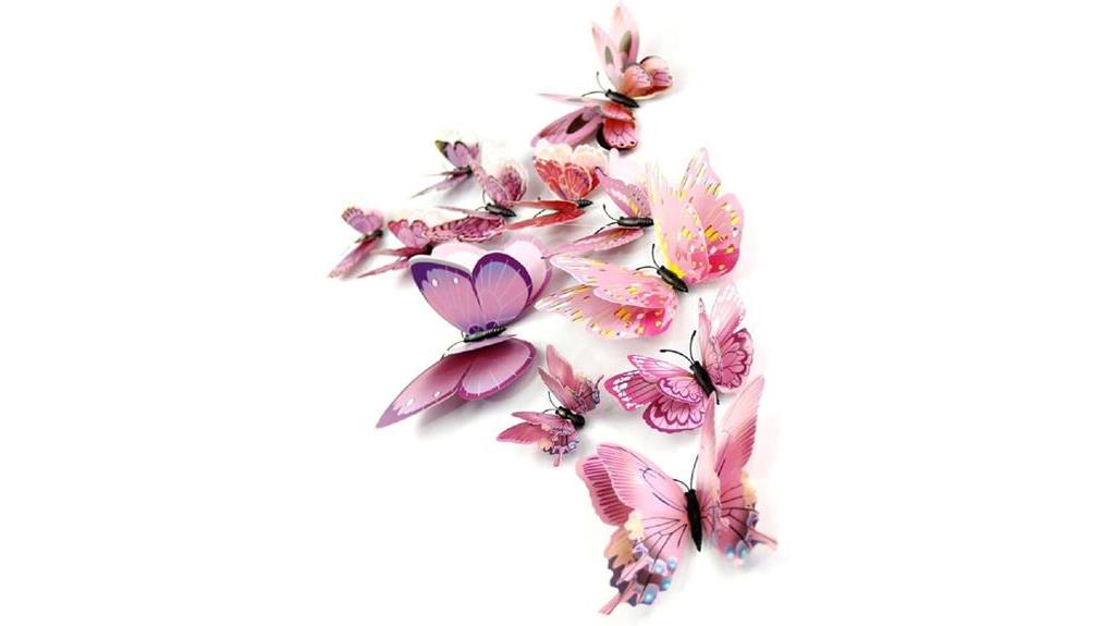 3d pink butterfly wall decor