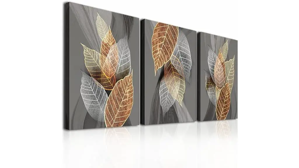 abstract leaves canvas triptych