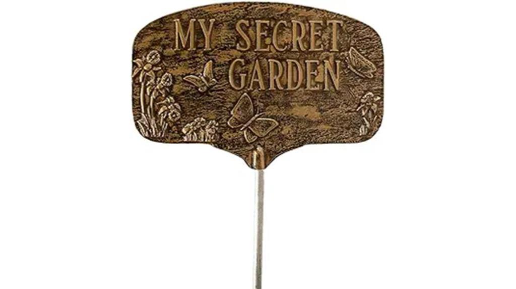 aged bronze garden plaque