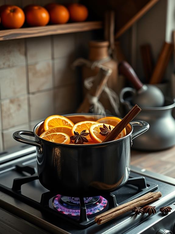 aromatic herbal blend simmering