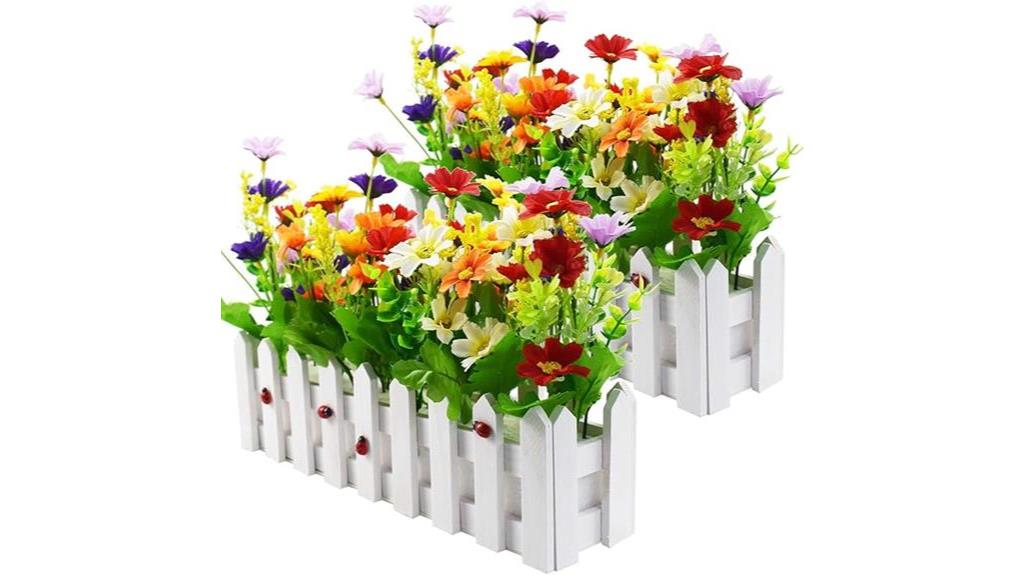 artificial daisies picket fence