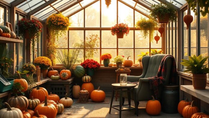 autumn greenhouse decor ideas