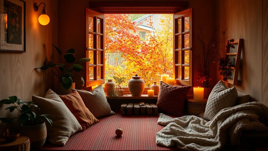 autumn inspired meditation space decor