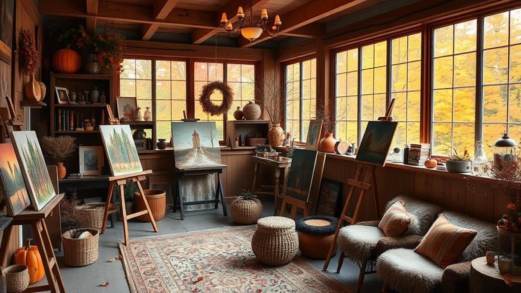 autumn themed art studio decor