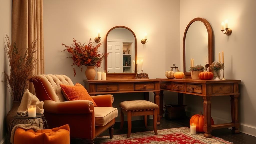 autumn themed dressing room decor