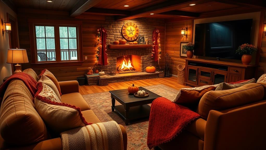 autumn themed media room decor