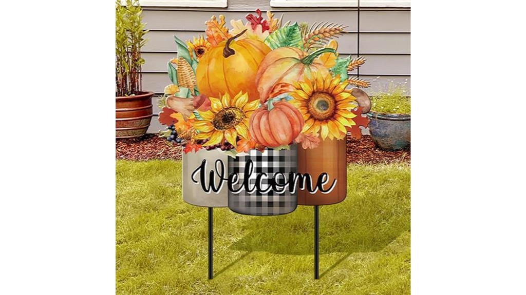 autumn themed metal yard signs