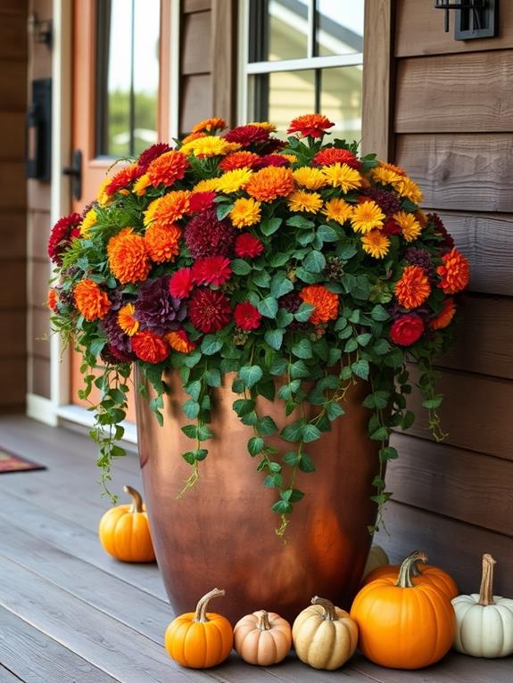 autumn themed planter arrangements