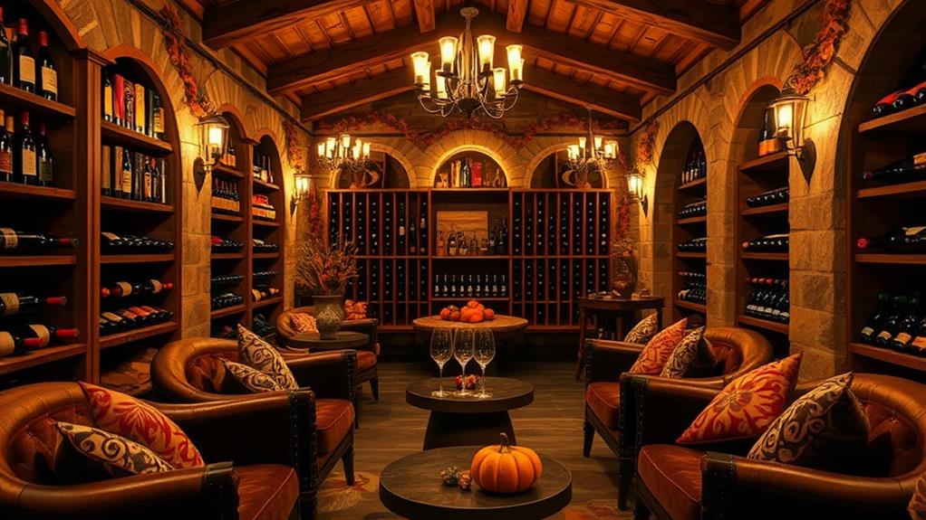 autumn themed wine cellar decor