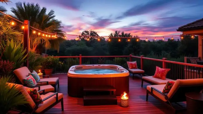 backyard oasis hot tub decor