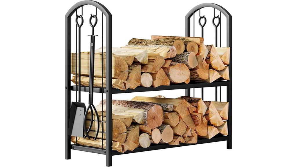 black fireplace log rack