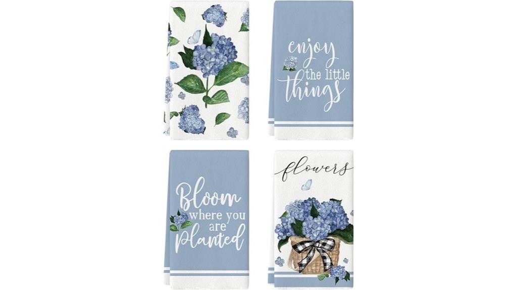 bloom hydrangea kitchen towels