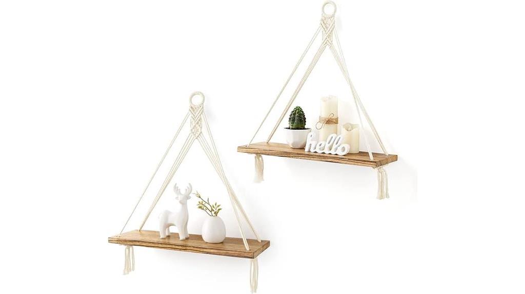 boho macrame floating shelves