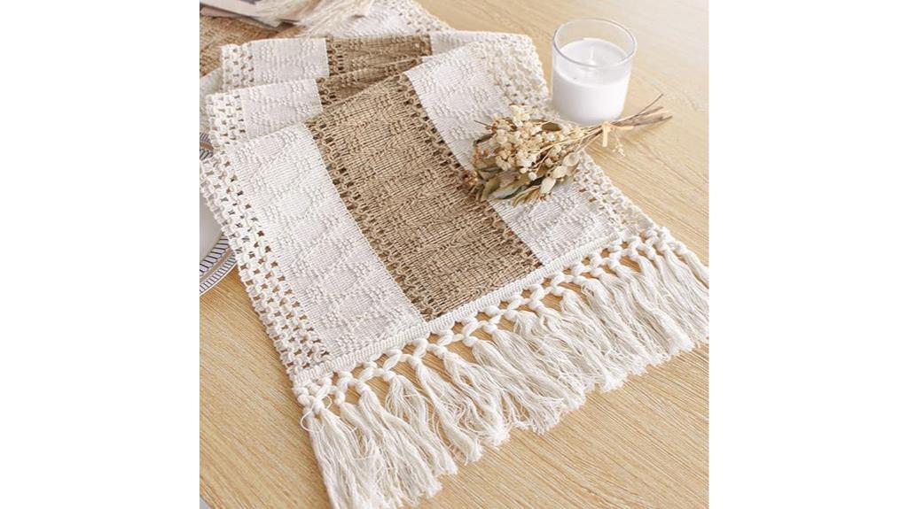 boho table runner tassels