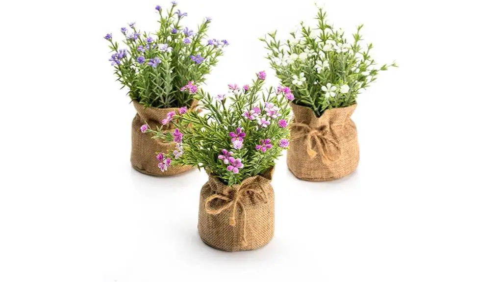 burlap vases with flowers