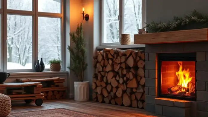 chic winter firewood storage