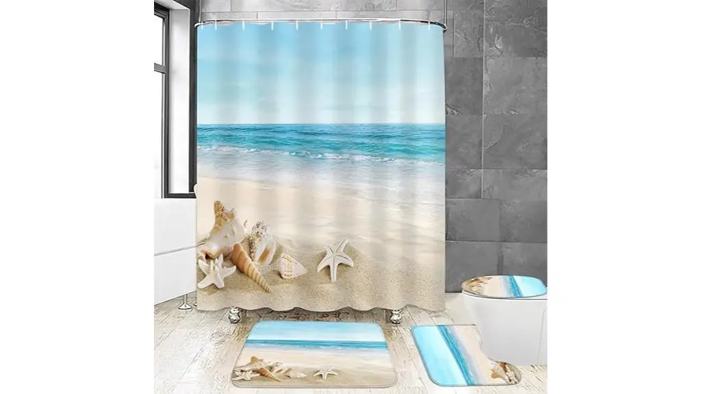 chrainy beach shower curtain set