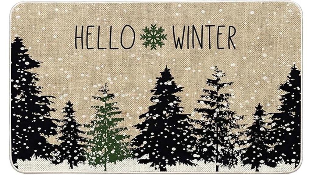 christmas black tree doormat