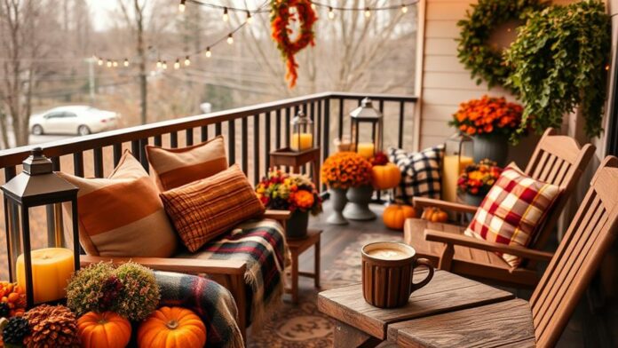 cozy autumn balcony decor