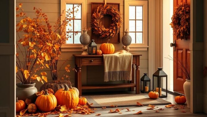 cozy autumn foyer decor