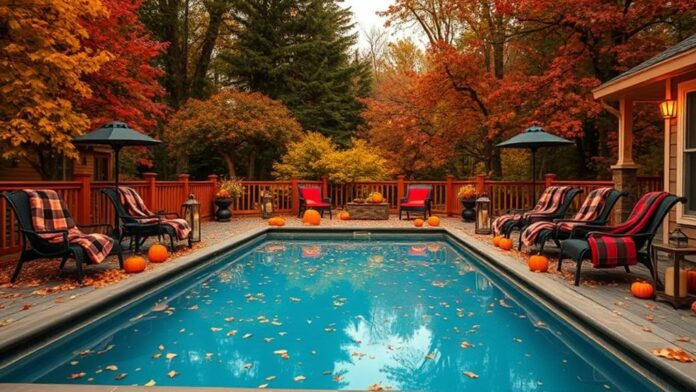 cozy autumn pool decor