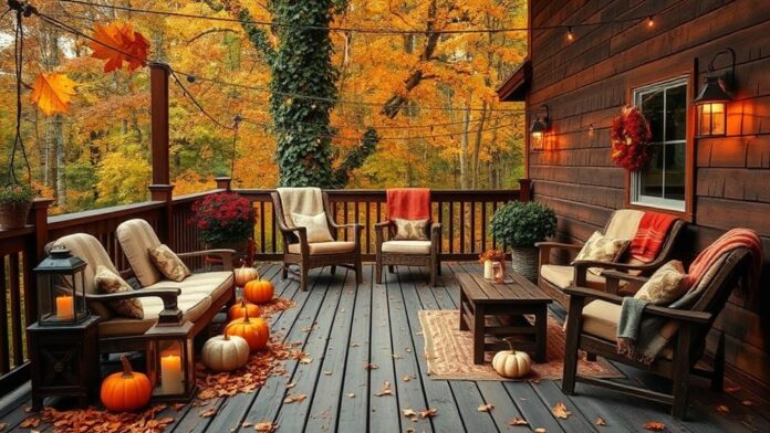 cozy fall deck decor