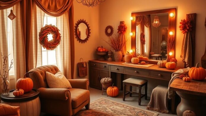 cozy fall dressing room decor