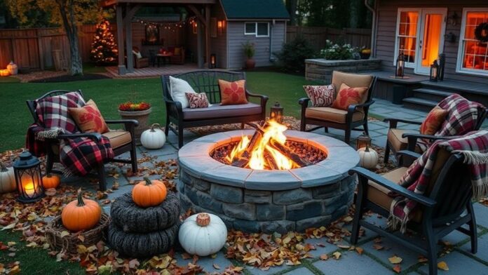 cozy fall fire pit decor