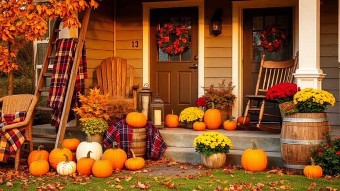 cozy fall front yard decor