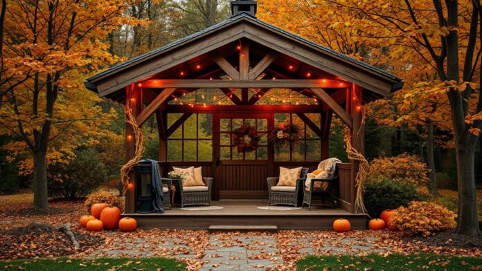 cozy fall gazebo decor ideas