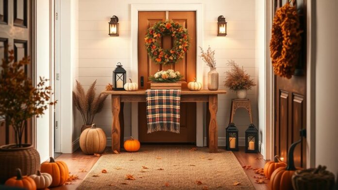 cozy fall hallway decor