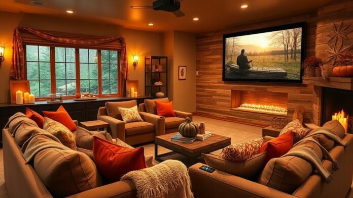 cozy fall media room decor