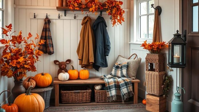 cozy fall mudroom decor