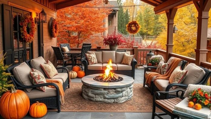 cozy fall patio decor