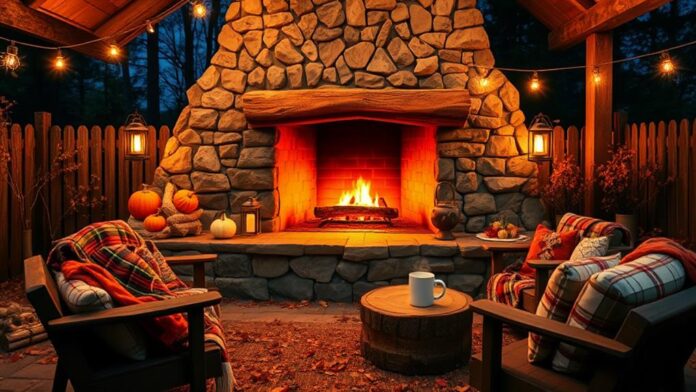 cozy outdoor fireplace decor