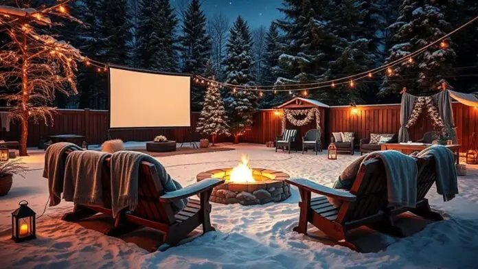 cozy outdoor winter cinema