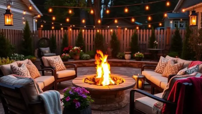 cozy spring fire pit decor