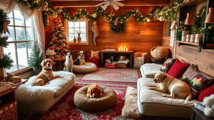 cozy stylish winter pet decor