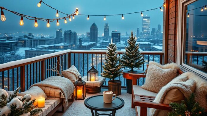 cozy winter balcony decor