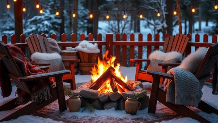 cozy winter fire pit decor