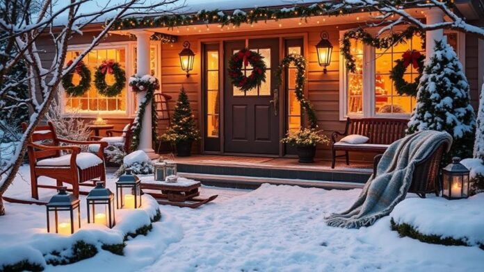 cozy winter front yard decor