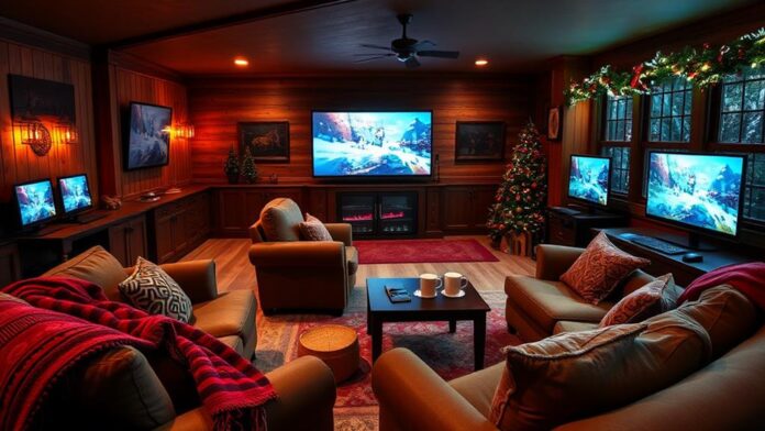 cozy winter game room decor