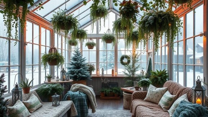 cozy winter greenhouse decor ideas