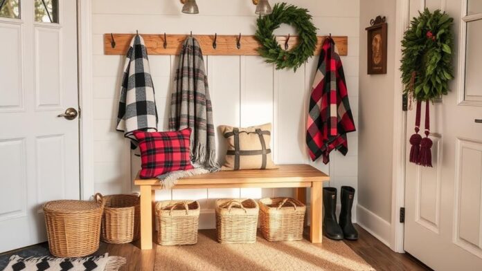 cozy winter mudroom decor