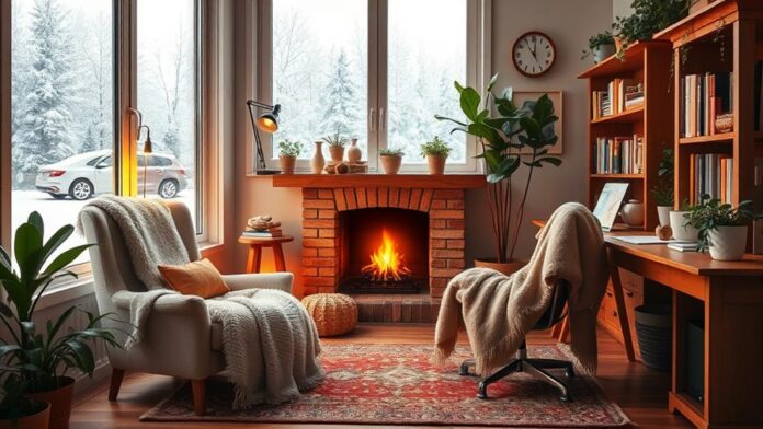 cozy winter office decor