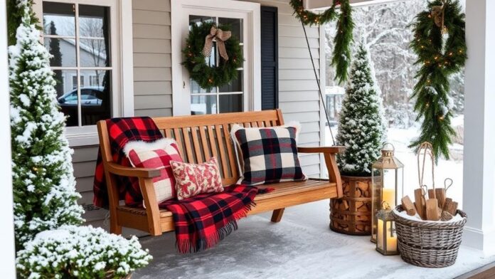 cozy winter porch swing decor