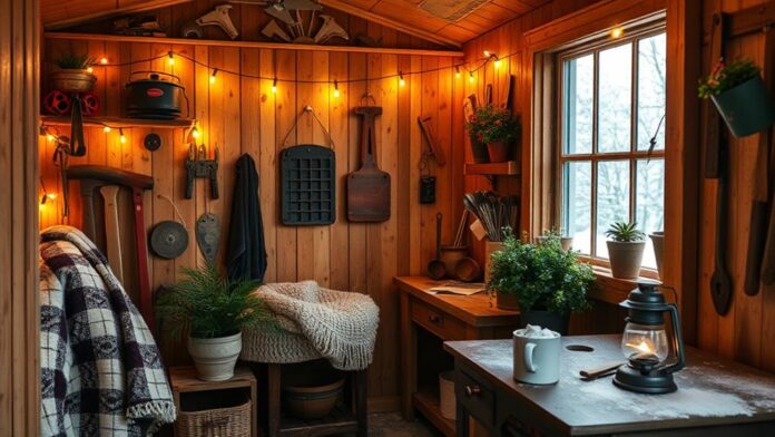 cozy winter shed decor ideas