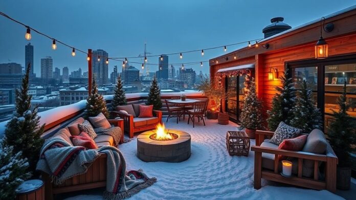 cozy winter terrace decor ideas