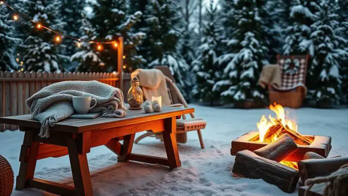 cozy winter workspace decor