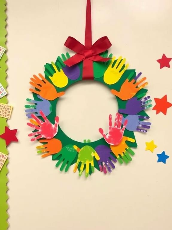 creative handprint wreath display